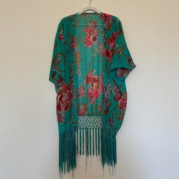 Beach Cover up Women Kimono Cardigan Vintage Floral Print - Picture 4 of 10